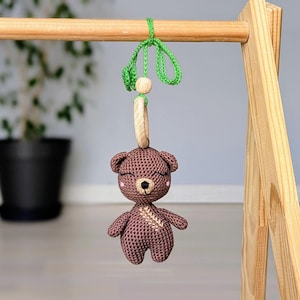 Crochet Bear Hanging Toy: for Car Seat, Stroller or Baby Gym