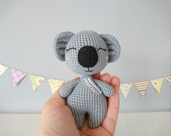 Personalized kids toy. Stuffed animal Koala. Gender-neutral birthday gift idea. New baby arrival gifts. Baby nursery decor. Amigurumi