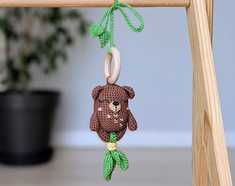 Babyhangspeeltje beer rammelaar - katoenen kinderwagen speelgoed - eerste zintuiglijke spel