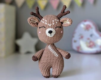Crochet Deer Stuffed Animal: Cotton Woodland Plush Toy