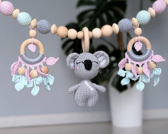 Cozy Koala Stroller Chain: Crochet Pram Toy, Welcome Baby Gift