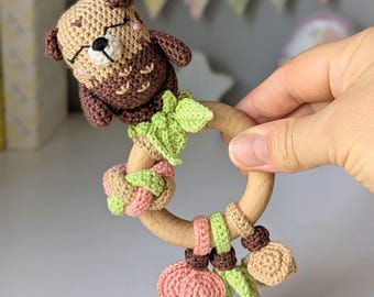 Crochet Baby Rattle Otter: Handmade Cotton Newborn Toy