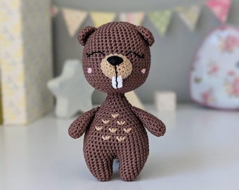 Beaver Stuffed Animal: Crochet Baby Toy, Amigurumi
