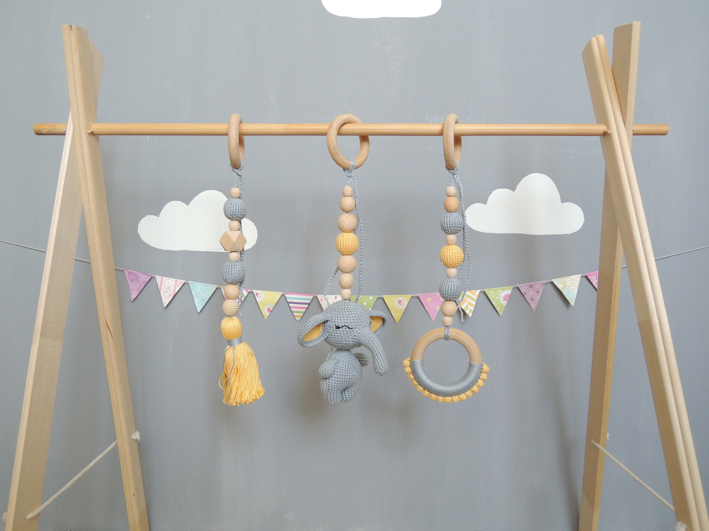 Set of 3 Hanging toys for Wooden Baby Gym Stroller toys Car Etsy
