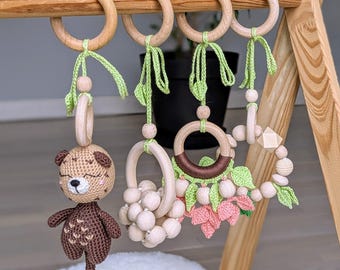 Baby Play Gym Toys: Crochet Otter & Wooden Rings