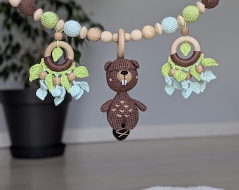 Beaver Stroller Toy: Crochet Toy, Sensory Toys,