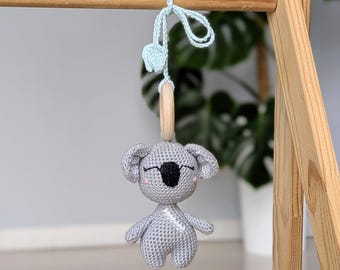 Cozy Koala Baby Hanging Toy: Stroller Toy, Crochet Montessori Toys