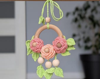 Crochet Flower Baby Stroller Toy: Newborn Pram Hanging Toy