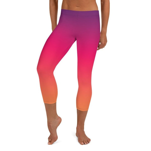 Women's Capris Leggings, Yoga Leggings, Colorful Ombre, Exercise Capris, Gym Leggings, Workout Leggings, Athletic Leggings, Casual Capris