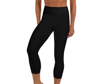 Leggings Yoga Capris a vita alta da donna, nero, polpaccio medio, collant, leggings yoga, pantaloni stretch, spandex, activewear, abbigliamento sportivo, donna