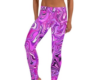 Women's Leggings, Pink Print, Yoga Leggings, Graphic Art Print, Stretch Pants, Gym, Spandex, Activewear, Sportswear, Ladies