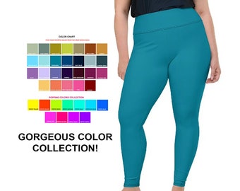 Plus Size High Waist Yoga Leggings, Solid Color Leggings, Tights, Gym Leggings, Spandex, Stretch Pants, Activewear, Stretchy Pants