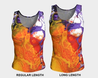 Women&#39;s Tank Top, Fitted Top, Casual Tops, Gym Tops, Exercise Tops, Workout Print Tops, Sleeveless, Summer Tops, Orange Tops, Purple Tops