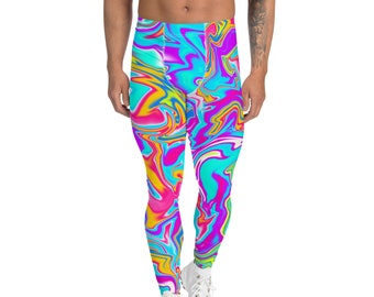 Men's Leggings, XS-3XL, Spandex, Tights, Psychedelic, Activewear, Stretch Pants, Gym Leggings, Sportswear, Yoga Leggings, Athleisure