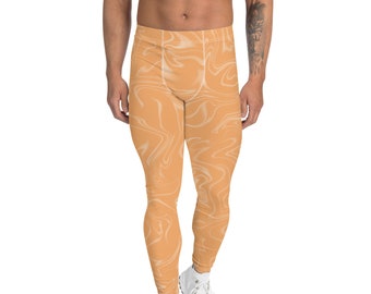 Men's Leggings, Yoga Leggings, Orange, Activewear, Casual Leggings, Gym Leggings, Sports Leggings, Spandex, Tights