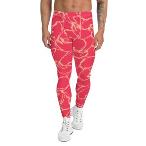 Men&#39;s Leggings, Yoga Leggings, Rich Coral, Colorful, Activewear, Athletic, Exercise, Stretch Pants, Gym Leggings, Sports, Spandex, Tights