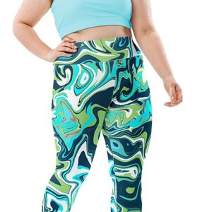Mandy Leggings Pantalons serres extensibles imprimes en patchwork de zigzags abstraits et decontractes pour femmes Mod Boho Contemporain Lagenlook Her Etsy France