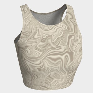 Damen Crop Tops, U-Ausschnitt, ärmellos, Beige, Braun Crop Top, Yoga Top, Gym Top, Workout Top, Athletisch Top, Übung Top, Dressy Top