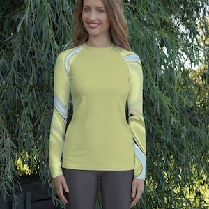Women&#39;s Rash Guard, SPF, Long Sleeve, Pullover, Green Tops, UPF 50, Swimwear, Beachwear, Surfing, Water Sports, Rafting, Abstract, Plus Size