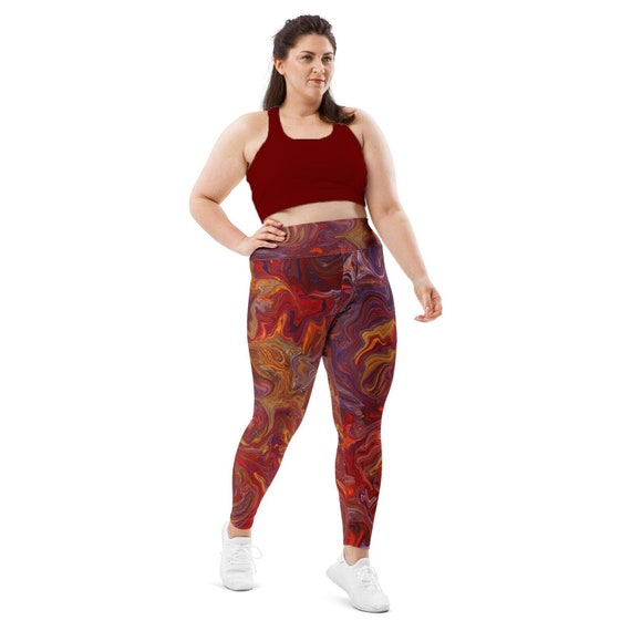 Women's Plus Leggings, Colorful Graphic Abstract Print, Spandex