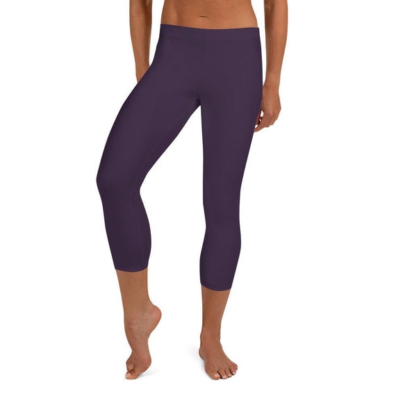 Women's Capris Leggings, Purple Eggplant, Colorful, Yoga Capris, Spandex,  Colorful, Sportswear, Athletic Capris, Activewear, Gym 