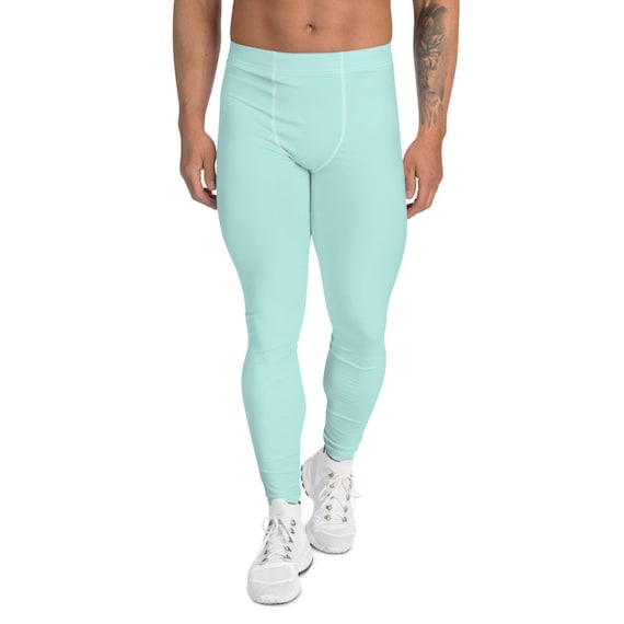 Men's Leggings, XS-3XL Yoga, Spandex, Tights, Blue, Aqua, Colorful