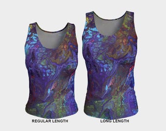 Women's Tank Top, Fitted Sleeveless, Ladies, Casual, Athletic Sports, Gym, Workout, Summer,Blue Purple