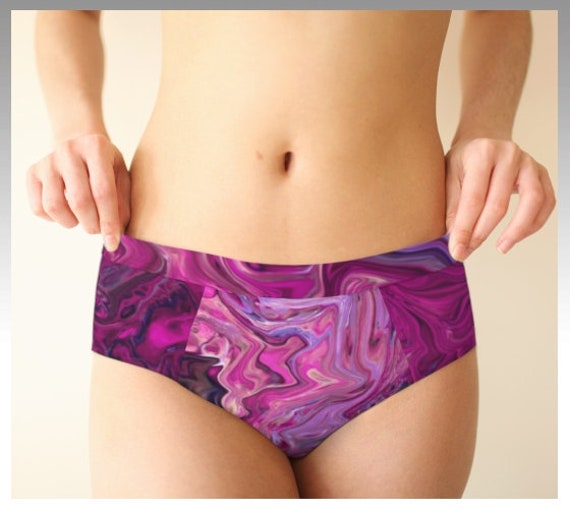 Cheeky Briefs, Underwear, Ladies Underwear, Purple, Lilac, Pink, Panties,  Peachskin Jersey, Booty Underwear, Colorful, Art Print 