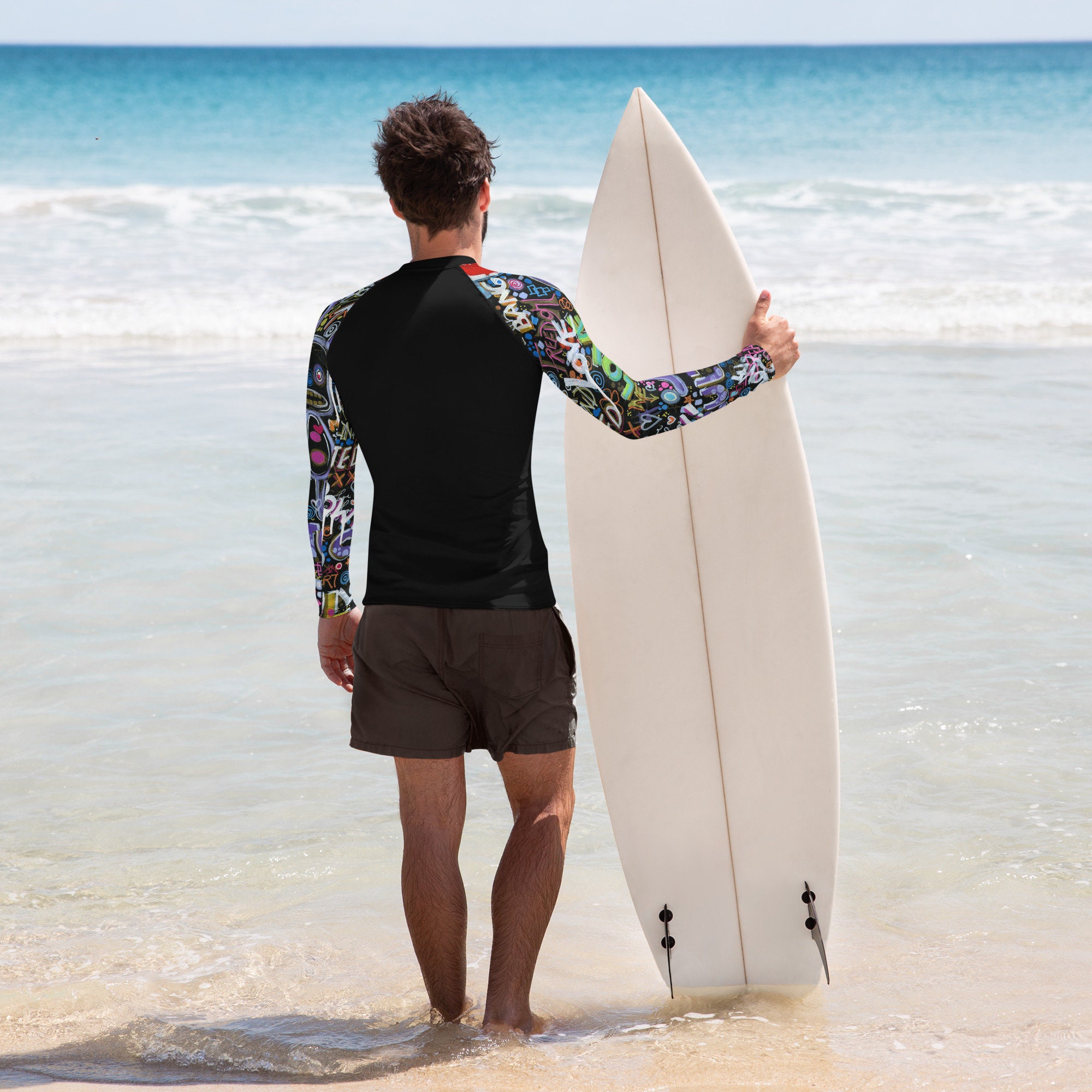 Men's Rash Guard, Long Sleeve, Pullover, Graffiti Print