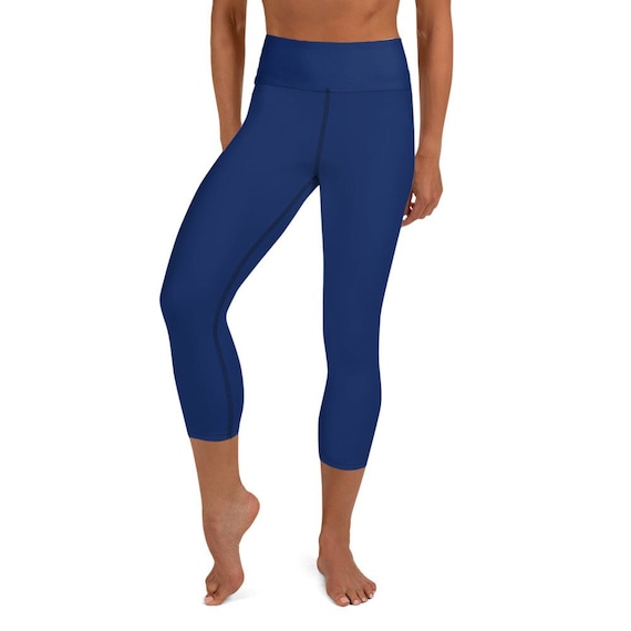 Women s High Waist Leggings Yoga Sapphire Blue Solid Color
