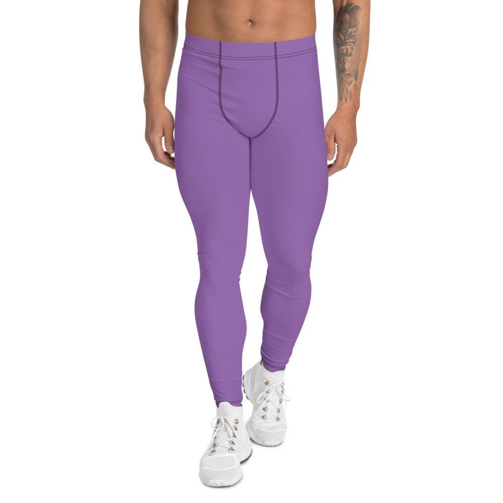 Men's Leggings, Yoga Leggings, Lilac, Light Purple, Activewear, Athletic, Exercise, Stretch Pants, Gym Leggings, Sports, Spandex, Tights