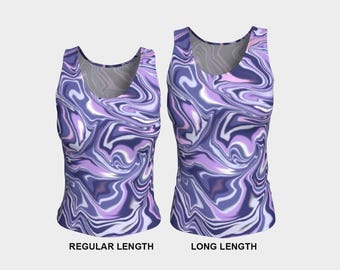 Women's Tank Top, Fitted Sleeveless, Ladies, Casual, Athletic Sports, Gym, Workout, Summer Purple Lilac Lavender, Colorful