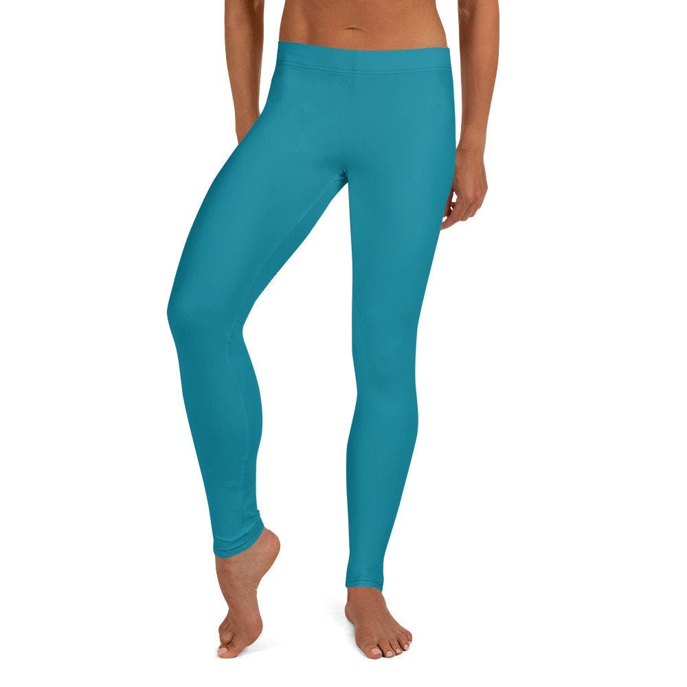 Women's Leggings, Yoga Leggings, Turquoise Blue, Graphic Print, Stretch  Pants, Gym, Spandex, Activewear, Sportswear, Ladies 