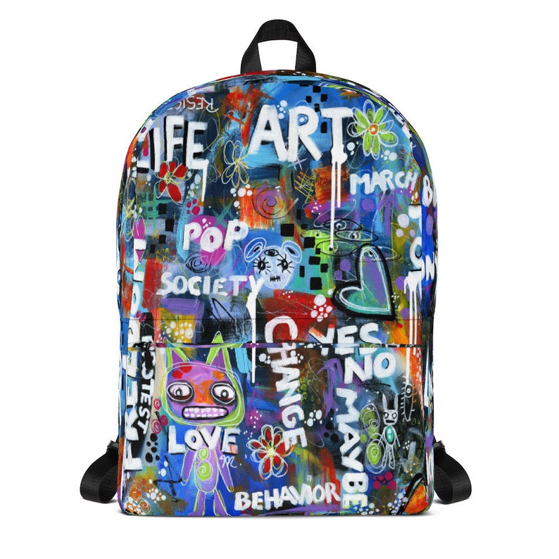 Adult Graffiti Backpack Print Backpack knapsack Bookbag Etsy