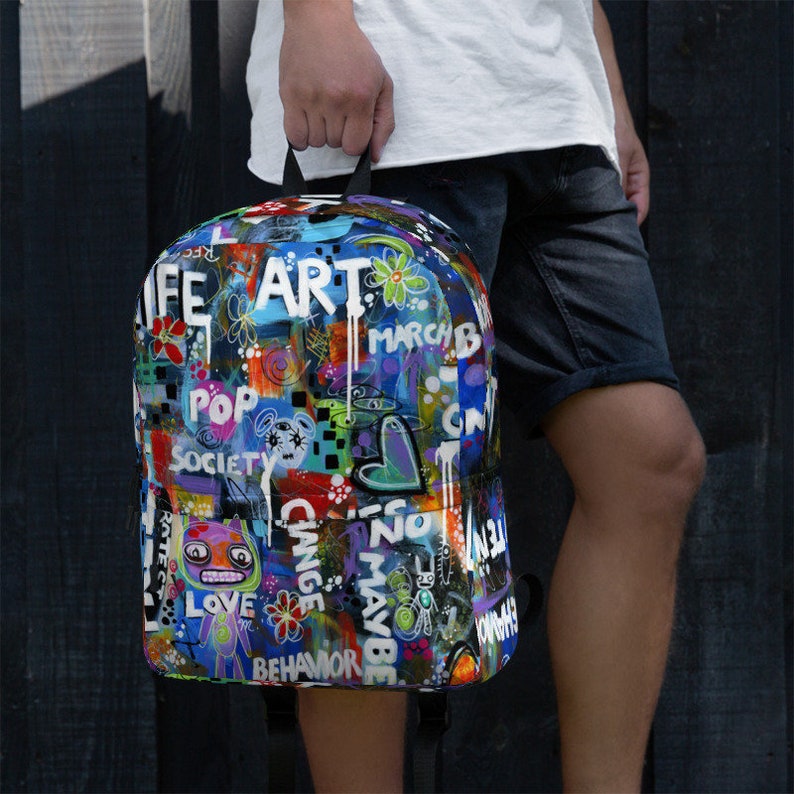 Adult Graffiti Backpack Print Backpack knapsack Bookbag Etsy