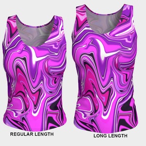 Women&#39;s Tank Top, Fitted Top, Gym Tops, Workout Tops, Casual Tops, Spandex, Pink, Purple, Lilac Tops, Print Tops, Sleeveless, Colorful Tanks