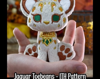 ITH Pattern - Jaguar Plush - Littlefox's Toebeans - Incan Mayan MezoAmerican Jaguar God Goddesss Stuffed Animal