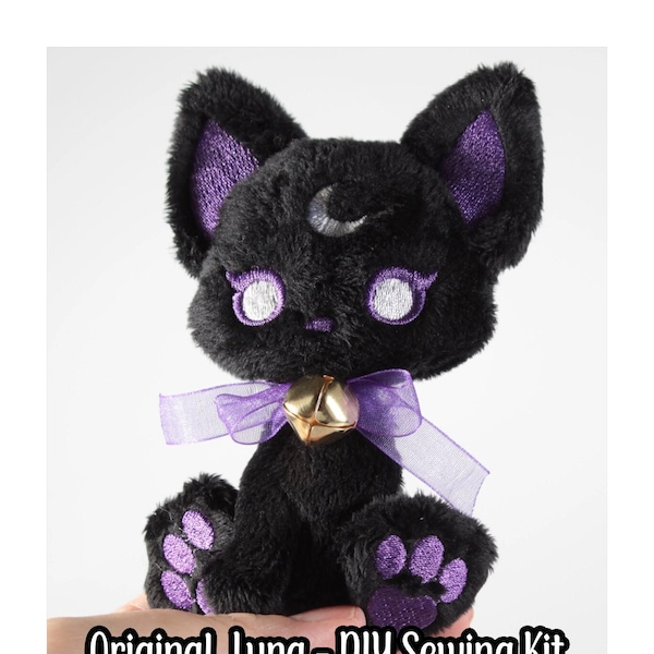 DIY KIT - Luna Plush - Littlefox's Toebeans -  Moon Witch Cat Kitten Stuffed Animal