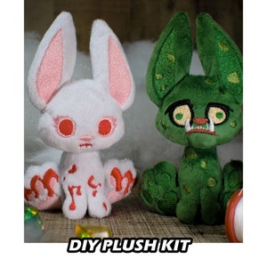 DIY KIT Monster Bunny Plush - Littlefox's Toebeans -  Goblin Bloody Bunny Rabbit Stuffed Animal