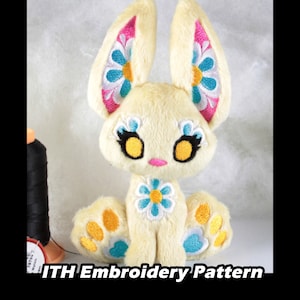 ITH Pattern for Hippie Hop Plush - Littlefox&#39;s Toebeans -  Floral Bohemian Easter Bunny Rabbit Stuffed Animal - Embroidery Machine Pattern
