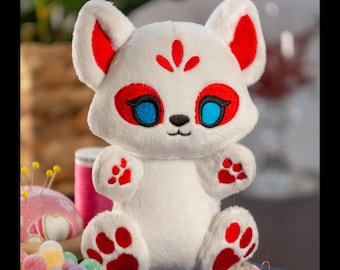 ITH Pattern -  Kitsune SnuggleBean Plush - Littlefox&#39;s Toebeans Larger Size -  Japanese Spirit Fox Stuffed Animal - Digital Download