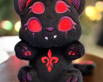 Pelúcia DiabolicCat SnuggleBean - Littlefox's Toebeans Tamanho Maior - Gato Diabólico Bordado