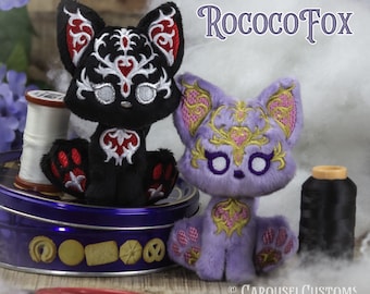 Rococo Fox Plush - Littlefox's Toebeans -  Embroidered Baroque Ornate SweetieBelle Heartless Stuffed Animal