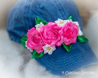 Prototype Hats- Handmade Bridal Bouquet Baseball Cap Hat - Eternal Flowers - Girl Woman's Spring Easter Hat