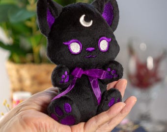 Luna Cat SnuggleBean Plush - Littlefox's Toebeans Larger Size -  Spooky Witch Kitty Stuffed Animal
