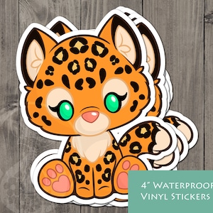 Jaguar-sticker - Toebean-stijl - Aztec Mayan Mezo American Jaguar - Toebean pluche vinylsticker 4 inch