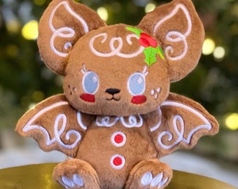 Gingerbread Bat Plush: 7"  SnuggleBean, Limited Collectible Christmas Stuffed Animal