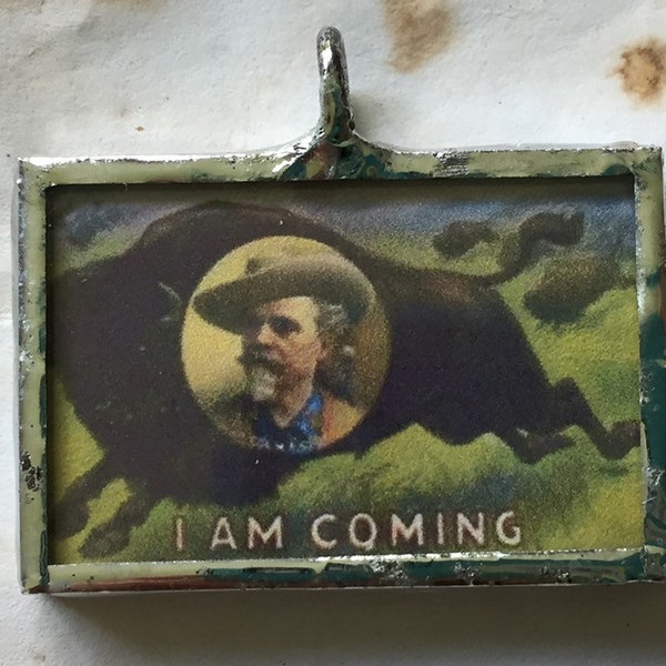 Buffalo Bill Cody Wild West Show Soldered Glass Pendant DIY craft