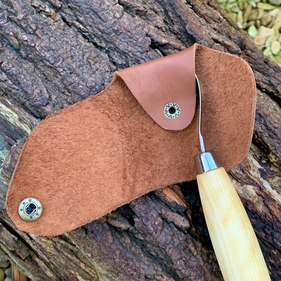 CHESNUT LEATHER SHEATH FOR MORA 164 & 162 WOOD CARVING HOOKED KNIVES 