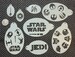 Star Wars style Face Paint Stencil Pack - reusable stencils precision laser cut from 190 micron mylar - Airbrush Face Painting Stencil 